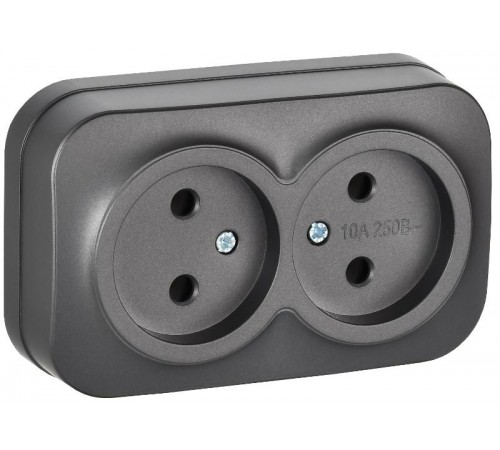 GLORY Розетка 2-местная без з/к/ш о/у 10А РС22-2-ХСм сталь матовый  ERH20-K46M-10  IEK