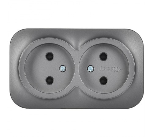 GLORY Розетка 2-местная без з/к/ш о/у 10А РС22-2-ХСм сталь матовый  ERH20-K46M-10  IEK