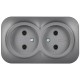 GLORY Розетка 2-местная без з/к/ш о/у 10А РС22-2-ХСм сталь матовый  ERH20-K46M-10  IEK