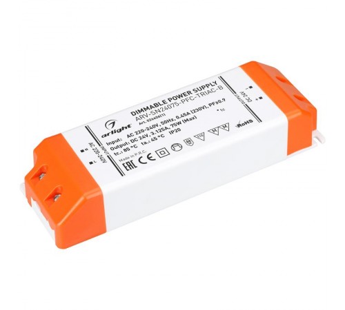 Блок питания ARV-SN24075-PFC-TRIAC-B (24V, 3.1A, 75W) (Arlight, IP20 Пластик, 3 года)  026406(1)  Arlight