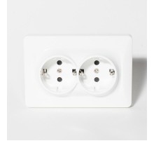 Розетка электрическая 2x2К+З, 16А, 220-250V (белый)  201003  SPL