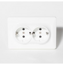Розетка электрическая 2x2К+З, 16А, 220-250V (белый)  201003  SPL