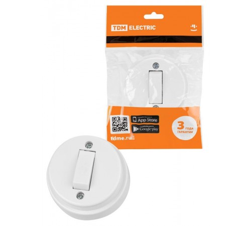 Выключатель 1-кл. открытой установки IP20 10А белый "Ретро"  SQ1806-0505  TDM