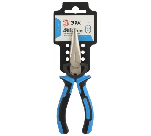 Тонкогубцы 160 мм с длинным носом двухкомпонентные рукоятки  Б0055915  ЭРА
