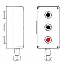 Взрывозащищенный пост управления из алюминия CPE-A-14-(2xP1B(11)-1xP1R(11))-1xKAEPM2MHK-20(C)1Ex d e IIC Т5 Gb / Ex tb IIIC T95°CDb IP66  2201.141.22