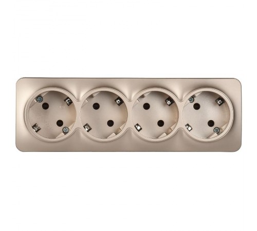 GLORY Розетка 4-местная с з/к без з/ш о/у 16А РС24-3-ХШм шампань матовый  ERH41-K37M-16  IEK