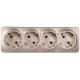 GLORY Розетка 4-местная с з/к без з/ш о/у 16А РС24-3-ХШм шампань матовый  ERH41-K37M-16  IEK