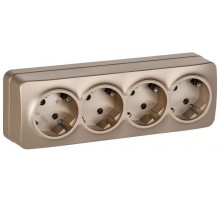 GLORY Розетка 4-местная с з/к без з/ш о/у 16А РС24-3-ХШм шампань матовый  ERH41-K37M-16  IEK