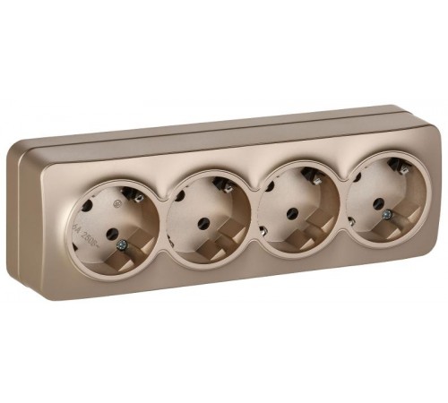 GLORY Розетка 4-местная с з/к без з/ш о/у 16А РС24-3-ХШм шампань матовый  ERH41-K37M-16  IEK