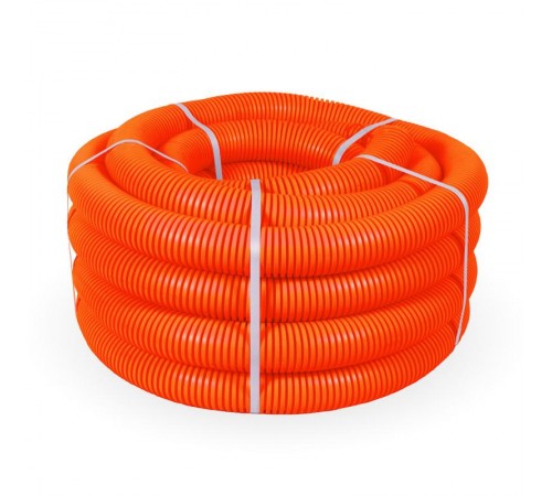 Труба гофрированная ПНД лёгкая 350 Н оранжевая с/з д40 (15м/960м уп/пал) безгалогенная (HF)   PR.024061  Промрукав
