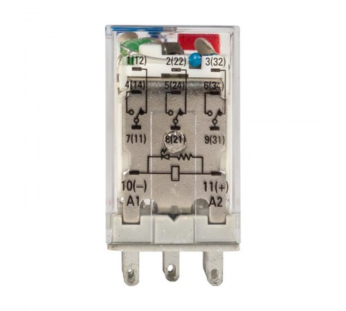 Реле промежуточное с кнопкой и мех. Индикацией RPAt 22/3 10A 24В DC EKF AVERES  rpat-22-3-24DC  EKF