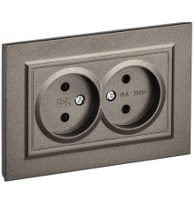 BRITE Розетка 2-ая без заземления со шторками 10А в сборе РСш12-2-БрТБ темная бронза  BR-R23-10-K45-F  IEK