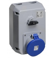 Розетка металл. с выключателем и механической блокировкой 263MM6, 63A, 2P+E, IP44, 6ч2CMA168031R1000 ABB