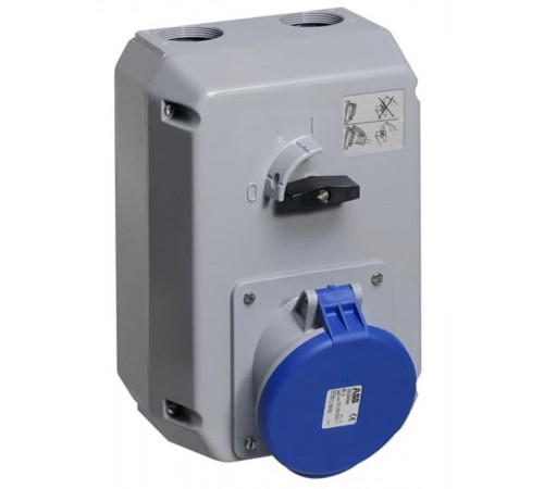 Розетка металл. с выключателем и механической блокировкой 263MM6, 63A, 2P+E, IP44, 6ч2CMA168031R1000 ABB