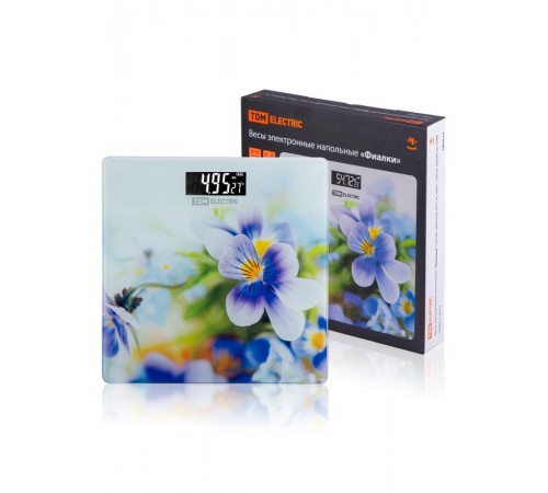 Весы электронные напольные "Фиалки", стекло, деление 0,01 кг, макс. 180 кг, 28х28 см, TDM  SQ4012-0003  TDM