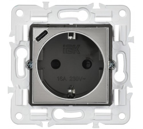 SKANDY Розетка с з/к/ш 16А с USB C 18Вт SK-R17N никель  SK-R14-16-U14-018-K50  IEK