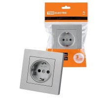 Розетка 2П+З 16А 250В с защ. шт. серебр. металлик "Сенеж"   SQ1816-0233  TDM