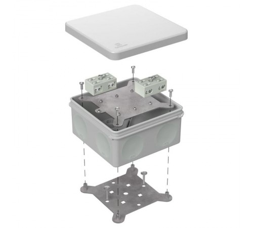 Коробка огнестойкая разветвительная для о/п двухкомпонентная 60-0300-FR6.0-4-4-Р Е15-Е60 RAL7035 100х100х50 (14 шт/кор) серая  60-0300-7035-FR6.0-4-4