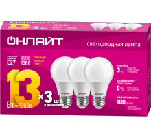 Лампа светодиодная 90 604 OLL-A60-13-230-2.7K-E27-PACK3  90604  ОНЛАЙТ