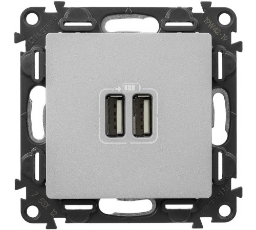 Valena LIFE DIY Алюминий Розетка 2-ая USB 240В/5В 1500мА  753612  Legrand