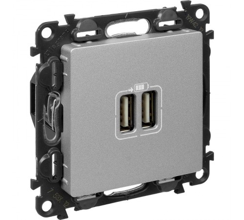 Valena LIFE DIY Алюминий Розетка 2-ая USB 240В/5В 1500мА  753612  Legrand
