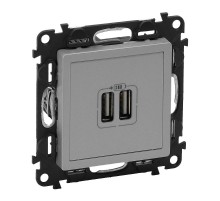 Valena LIFE DIY Алюминий Розетка 2-ая USB 240В/5В 1500мА  753612  Legrand