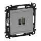 Valena LIFE DIY Алюминий Розетка 2-ая USB 240В/5В 1500мА  753612  Legrand