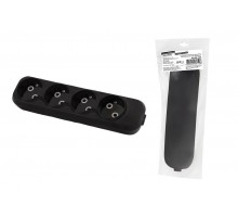 Колодка розеточная 4 гнезда 2П б/з 10А 250В черная серии "Народная"  SQ1806-0428  TDM