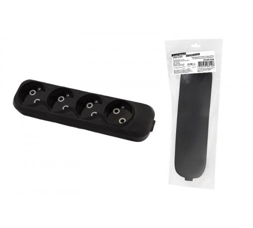 Колодка розеточная 4 гнезда 2П б/з 10А 250В черная серии "Народная"  SQ1806-0428  TDM