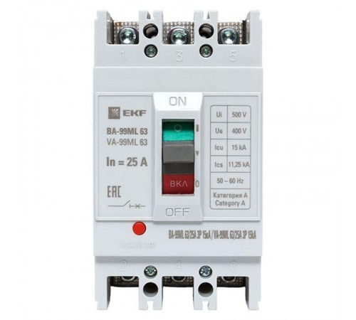 Выключатель автоматический ВА-99М 63/25А 3P 15кА EKF Basic  mccb99-63-25mI  EKF