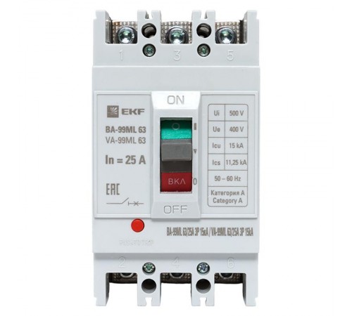 Выключатель автоматический ВА-99М 63/25А 3P 15кА EKF Basic  mccb99-63-25mI  EKF