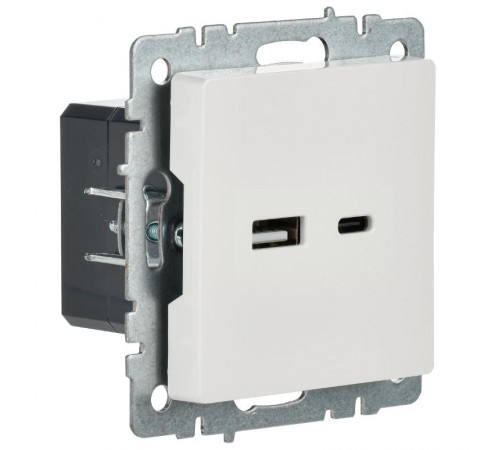 BRITE Розетка USB A+C 18Вт РЮ11-1-БрБ белый  BR-U22-018-K01  IEK