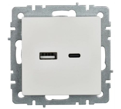 BRITE Розетка USB A+C 18Вт РЮ11-1-БрБ белый  BR-U22-018-K01  IEK