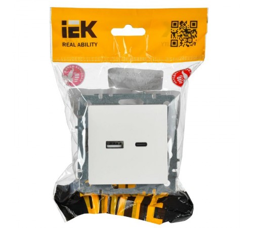 BRITE Розетка USB A+C 18Вт РЮ11-1-БрБ белый  BR-U22-018-K01  IEK