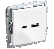 BRITE Розетка USB A+C 18Вт РЮ11-1-БрБ белый  BR-U22-018-K01  IEK