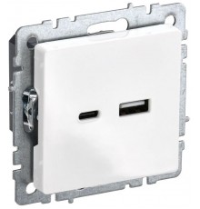 BRITE Розетка USB A+C 18Вт РЮ11-1-БрБ белый  BR-U22-018-K01  IEK