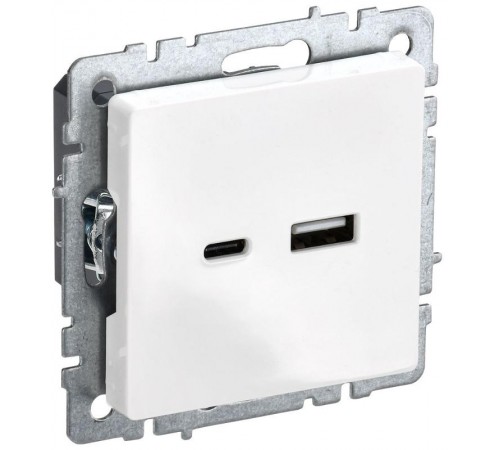 BRITE Розетка USB A+C 18Вт РЮ11-1-БрБ белый  BR-U22-018-K01  IEK