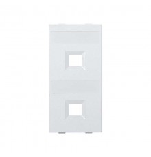 Модуль S прямой на 2 разъема RJ45 без шторок белого цвета Connect  S076B-9  Simon