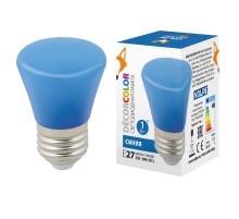 Лампа светодиодная LED-D45-1W/BLUE/E27/FR/С BELL декоративная LED. "Колокольчик", матовая. Цвет синий  UL-00005639  Volpe