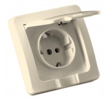 Розетка скрытой установки, одноместная, с заземляющим контактом, со шторкой, IP44, цвет слоновая кость  РС16-512-01  HEGEL
