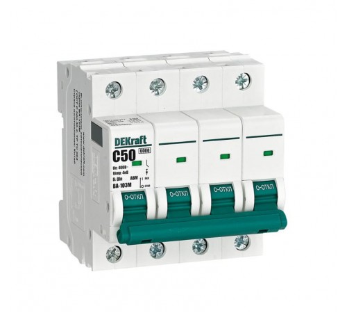 Выключатель автоматический без теплозащиты четырехполюсный ВА-103М 4P 50А характеристика C 6кА  12534DEK  Dekraft