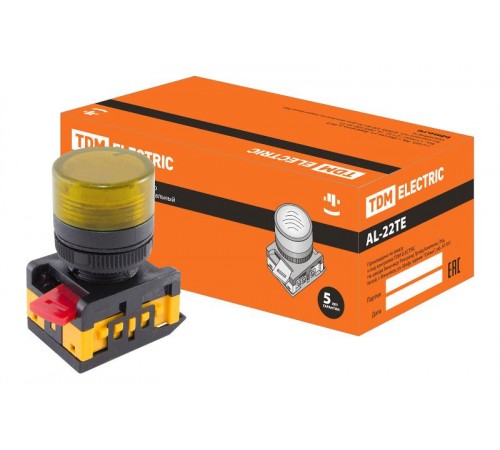 Лампа AL-22TE сигнальная d22мм желтый неон/230В цилиндр   SQ0702-0038  TDM