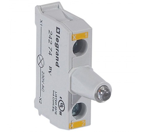 Блок со встроенным светодиодом для головок - Osmoz - для кнопочных постов - 230 В~ - желтый  024274  Legrand