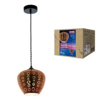 Светильник декор. подвесной, серия "Galassia" DLC-G448 E27 COPPER металл, стекло; цвет медный. d-200 мм, h-1165мм.  UL-00001831  Fametto