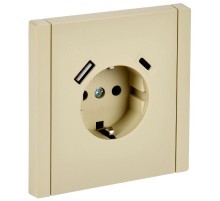 FORTE&PIANO Розетка с заземлением, со шторками в/к 16А USB A+C 18Вт FP447 ваниль  FP-R14-16-U22-018-K10  IEK