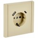 FORTE&PIANO Розетка с заземлением, со шторками в/к 16А USB A+C 18Вт FP447 ваниль  FP-R14-16-U22-018-K10  IEK