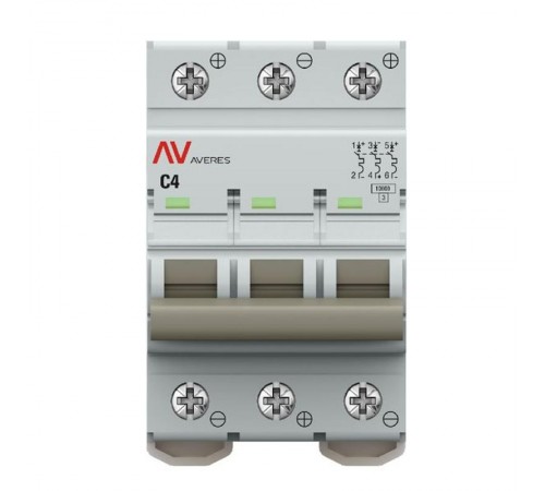 Выключатель автоматический AV-10 DC 3P 4A (C) 10kA  AVERES mcb10-DC-3-04C-av EKF