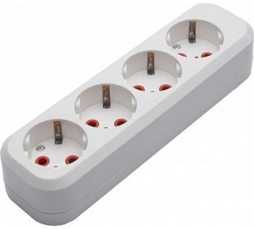 PST16-410-20 Колодка для удлинителя 4-местная с/з, 250В, 16A, белый  39012  STEKKER