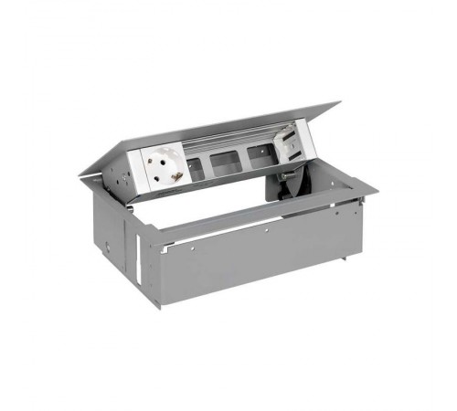 Simon S400 Врезной розеточный блок с крышкой и мет. вводом, 1x2P+E, 3 пустых модуля, алюминий, Simon 400  45401000-133  Simon