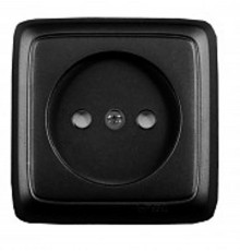 Розетка открытой установки, одноместная, со шторкой, с изолирующей пластиной, цвет черный  РА16-104-08  HEGEL